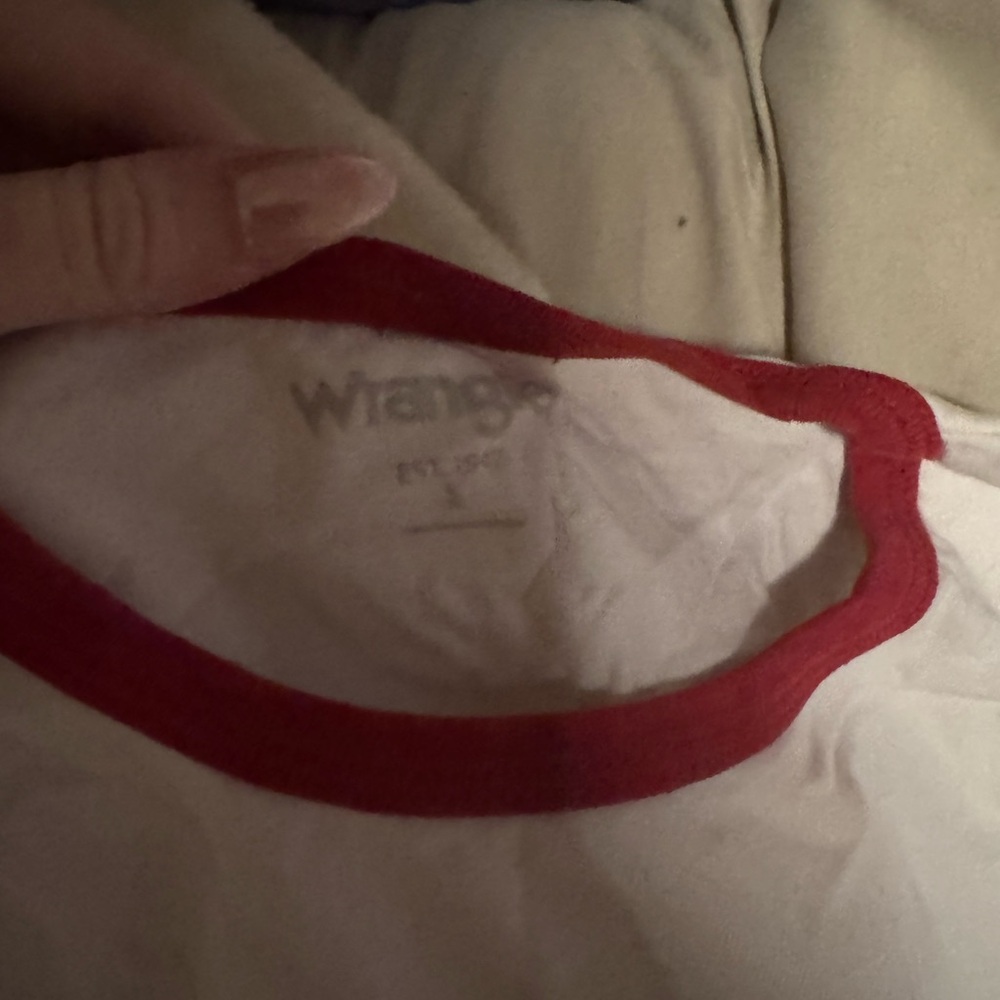 Wrangler White Shirt with Red Collar